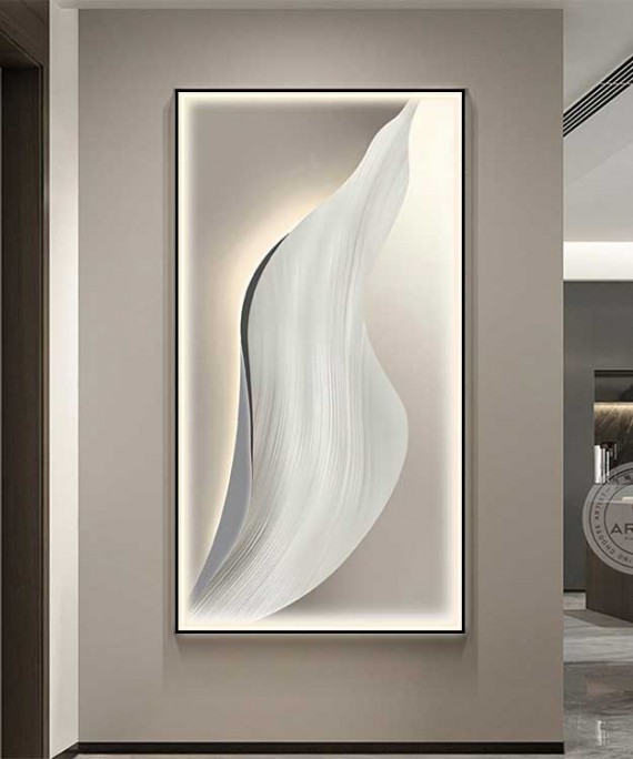 The Gray Panel With The Golden Frame Has Elegant Lighting